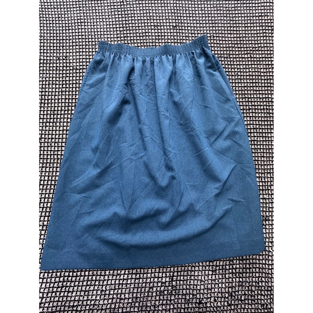 BonWorth Midi Skirt Womens Large Blue Elastic Waist Back Vent Z256